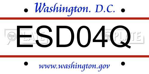 ESD04Q District Of Columbia License Plate