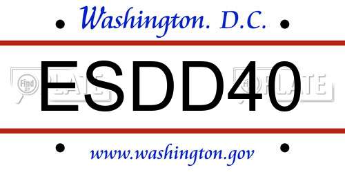 ESDD40 District Of Columbia License Plate