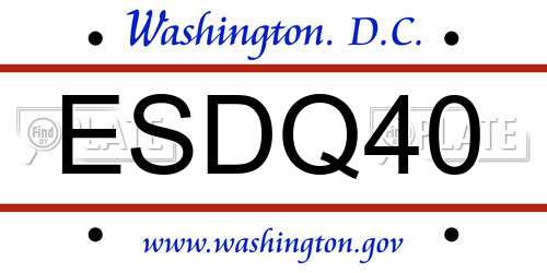 ESDQ40 District Of Columbia License Plate