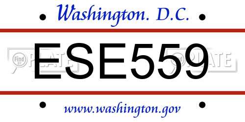 ESE559 District Of Columbia License Plate