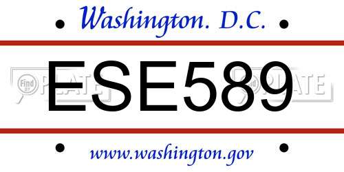 ESE589 District Of Columbia License Plate