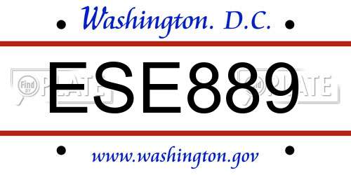 ESE889 District Of Columbia License Plate