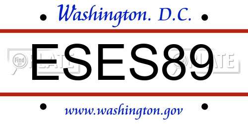 ESES89 District Of Columbia License Plate