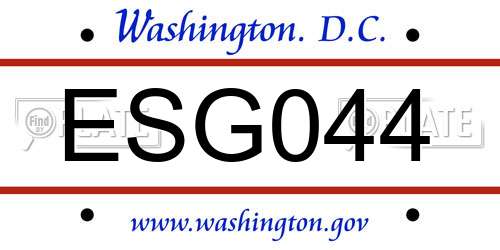 ESG044 District Of Columbia License Plate