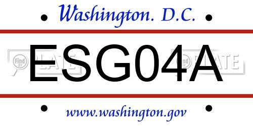 ESG04A District Of Columbia License Plate