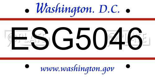 ESG5046 District Of Columbia License Plate