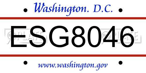 ESG8046 District Of Columbia License Plate