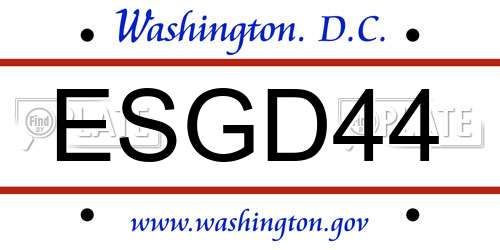 ESGD44 District Of Columbia License Plate