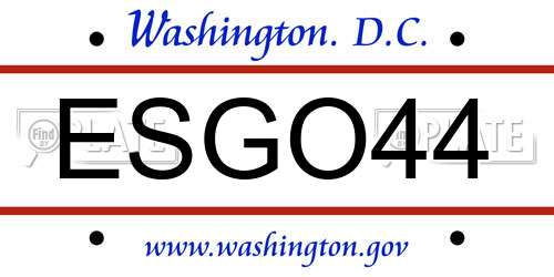 ESGO44 District Of Columbia License Plate