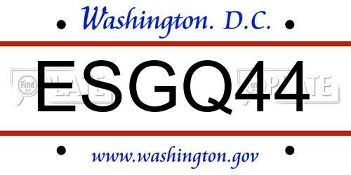 ESGQ44 District Of Columbia License Plate