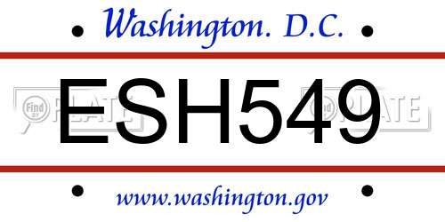 ESH549 District Of Columbia License Plate