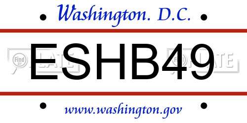 ESHB49 District Of Columbia License Plate