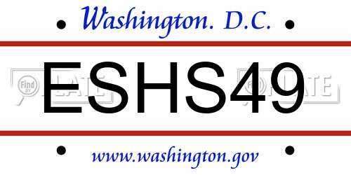 ESHS49 District Of Columbia License Plate