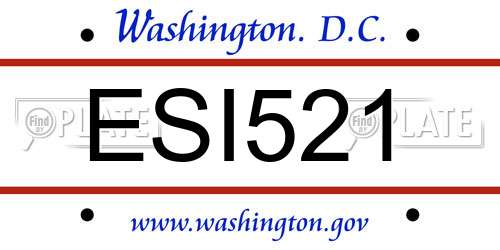 ESI521 District Of Columbia License Plate