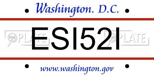 ESI52I District Of Columbia License Plate