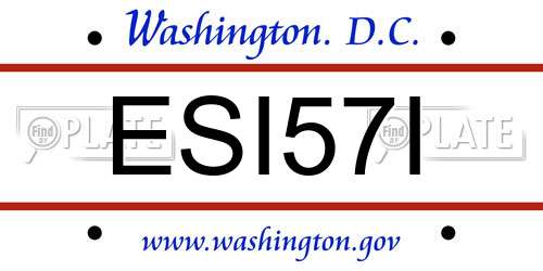 ESI57I District Of Columbia License Plate