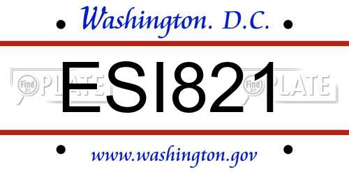 ESI821 District Of Columbia License Plate