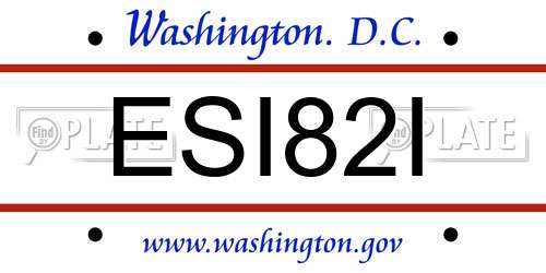 ESI82I District Of Columbia License Plate