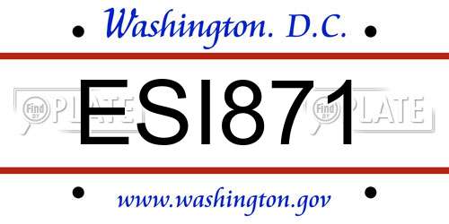 ESI871 District Of Columbia License Plate