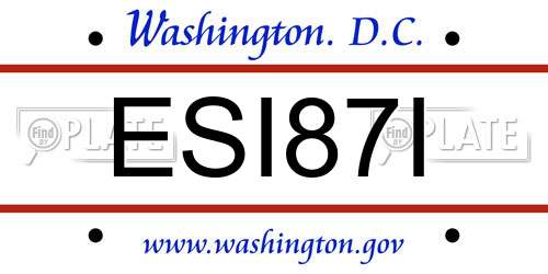 ESI87I District Of Columbia License Plate