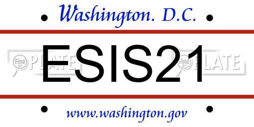ESIS21 District Of Columbia License Plate