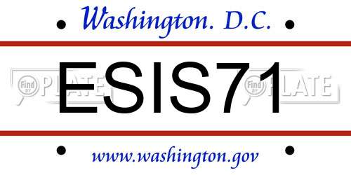 ESIS71 District Of Columbia License Plate