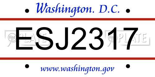 ESJ2317 District Of Columbia License Plate