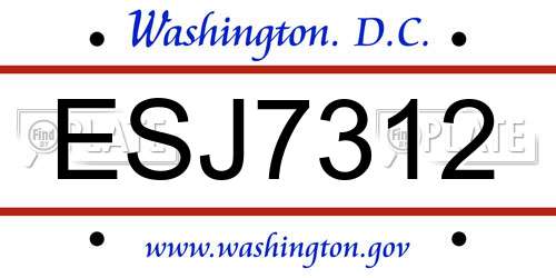 ESJ7312 District Of Columbia License Plate