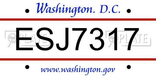ESJ7317 District Of Columbia License Plate