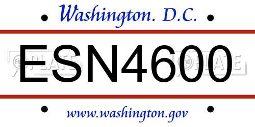 ESN4600 District Of Columbia License Plate