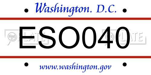 ESO040 District Of Columbia License Plate