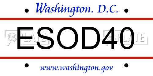 ESOD40 District Of Columbia License Plate