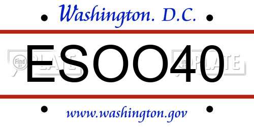 ESOO40 District Of Columbia License Plate