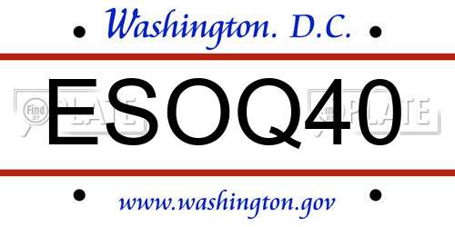 ESOQ40 District Of Columbia License Plate
