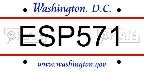 ESP571 District Of Columbia License Plate