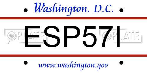 ESP57I District Of Columbia License Plate