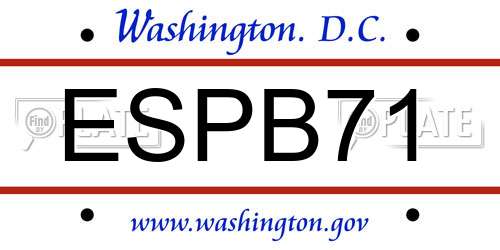 ESPB71 District Of Columbia License Plate