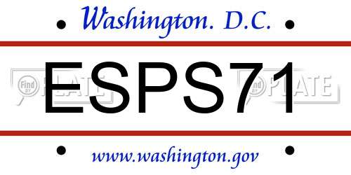 ESPS71 District Of Columbia License Plate