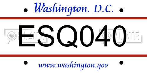 ESQ040 District Of Columbia License Plate