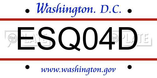 ESQ04D District Of Columbia License Plate