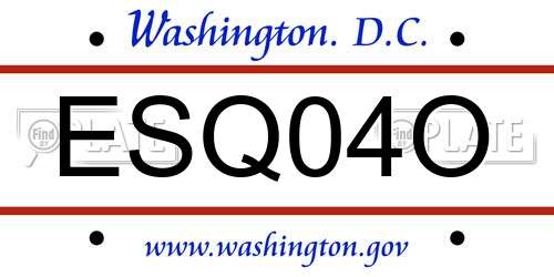 ESQ04O District Of Columbia License Plate