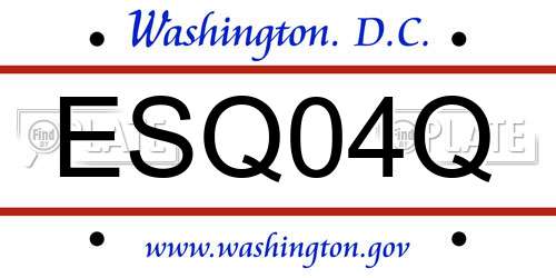 ESQ04Q District Of Columbia License Plate