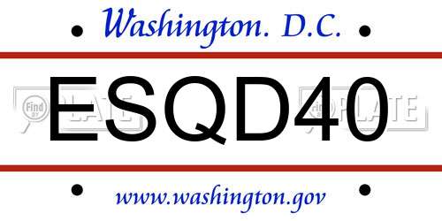 ESQD40 District Of Columbia License Plate