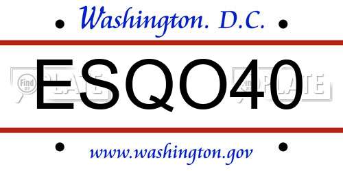 ESQO40 District Of Columbia License Plate