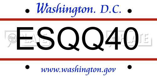 ESQQ40 District Of Columbia License Plate