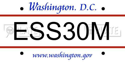 ESS30M District Of Columbia License Plate
