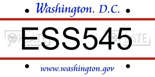 ESS545 District Of Columbia License Plate