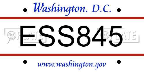 ESS845 District Of Columbia License Plate