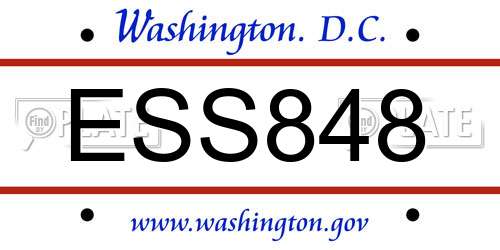 ESS848 District Of Columbia License Plate