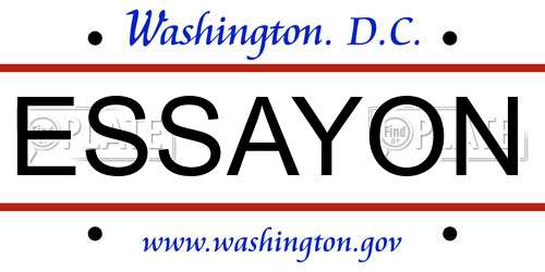 ESSAYON District Of Columbia License Plate
